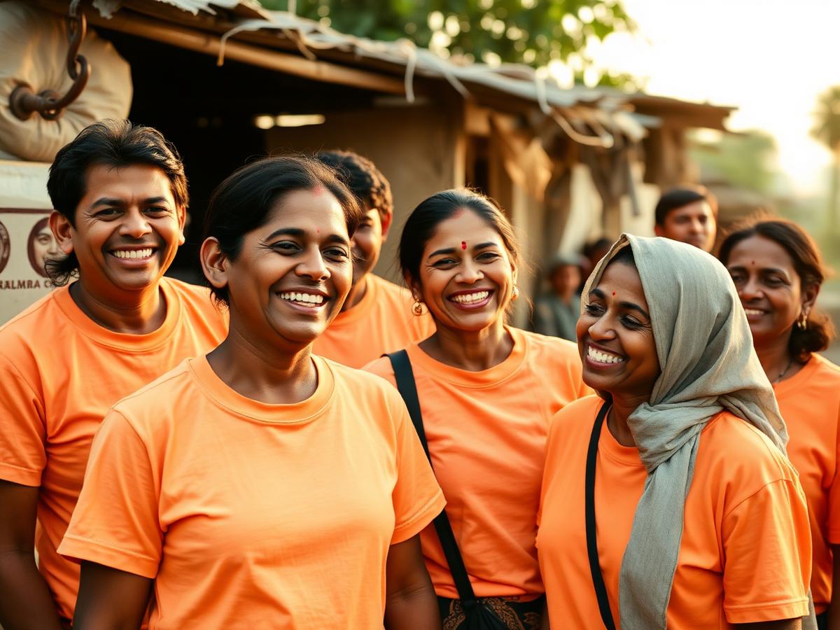 Volunteers laughing together